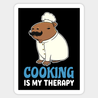 Cooking is my therapy cartoon Capybara Sticker